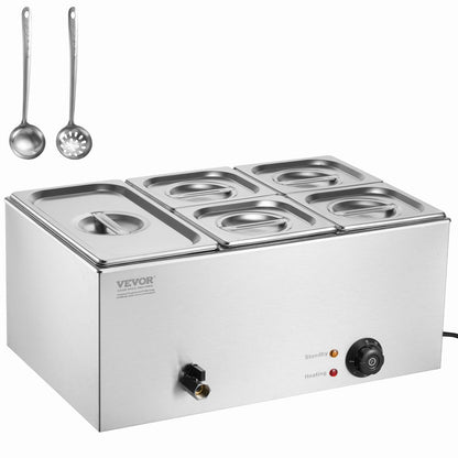 Commercial Electric Food Warmer 5-Pan Bänkskiva Buffé 14,5L Bain Marie
