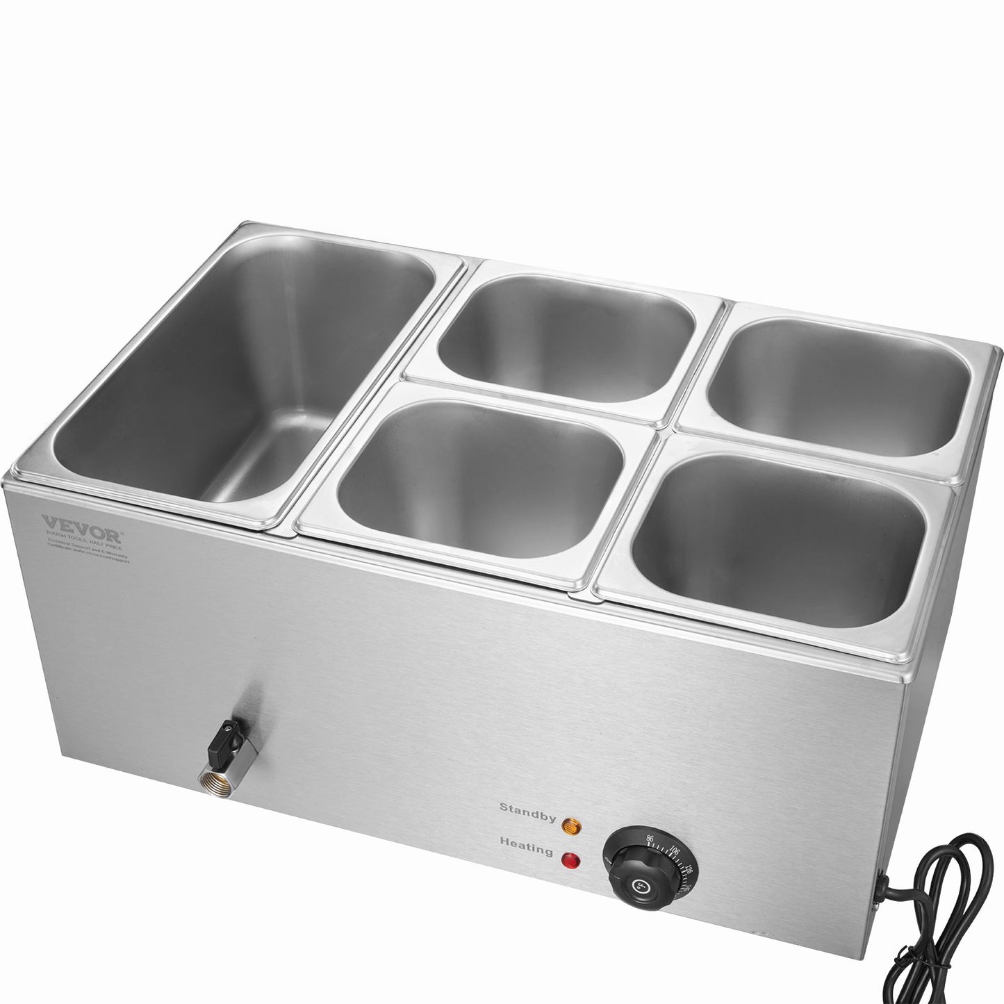 Commercial Electric Food Warmer 5-Pan Bänkskiva Buffé 14,5L Bain Marie