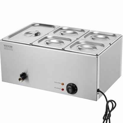 Commercial Electric Food Warmer 5-Pan Bänkskiva Buffé 14,5L Bain Marie