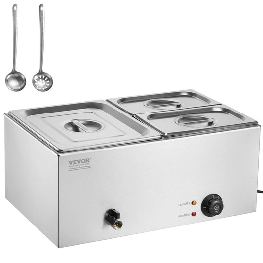 Commercial Electric Food Warmer 3-Pannen Bänkskiva Buffé 16L Bain Marie