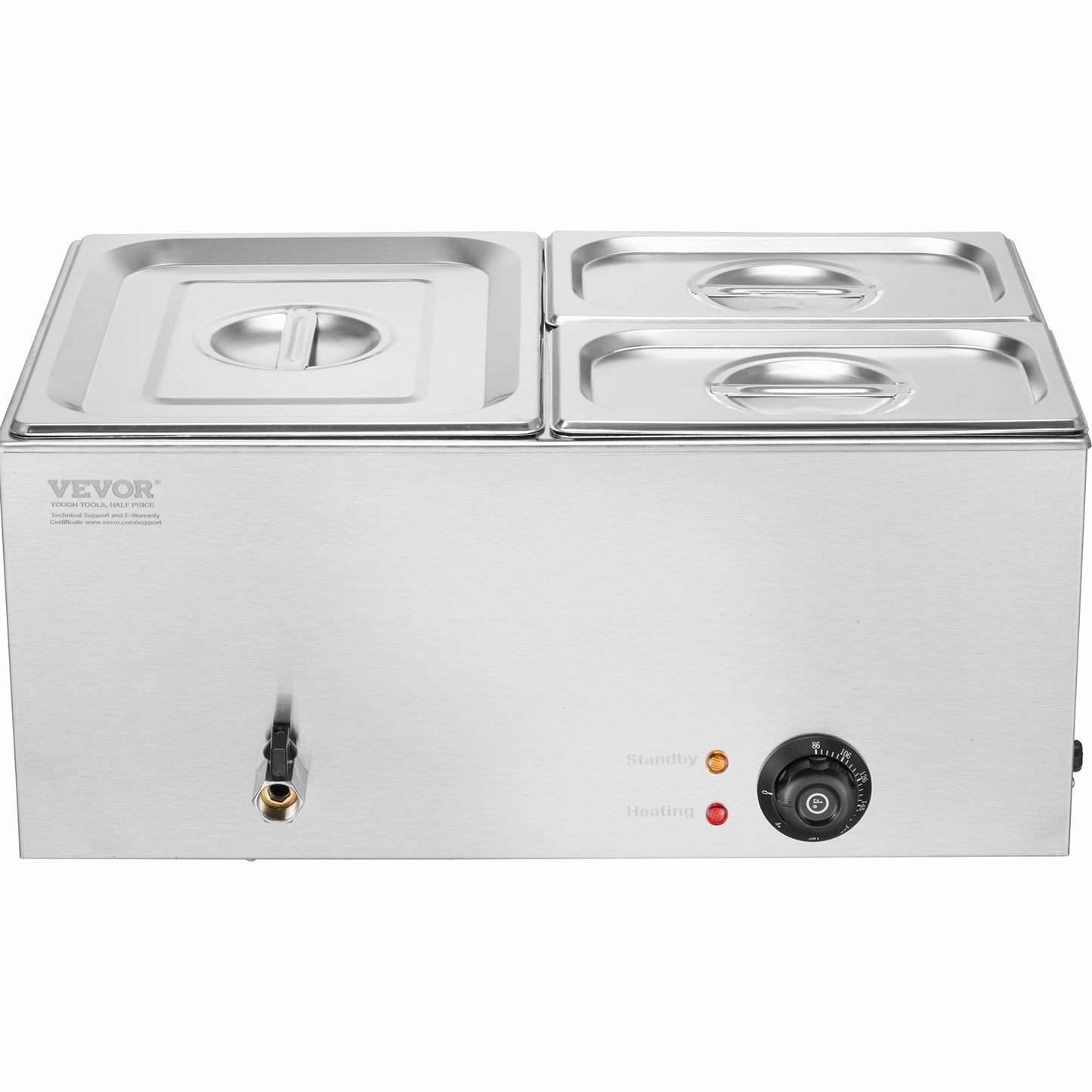 Commercial Electric Food Warmer 3-Pannen Bänkskiva Buffé 16L Bain Marie