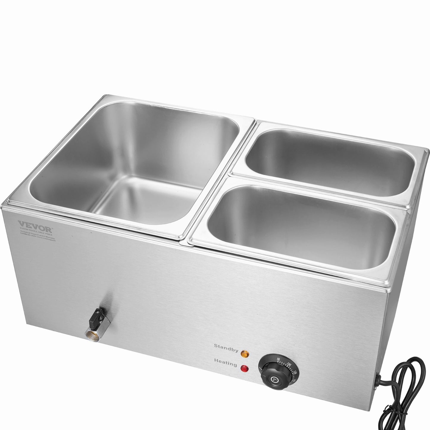 Commercial Electric Food Warmer 3-Pannen Bänkskiva Buffé 16L Bain Marie