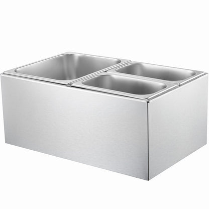 Commercial Electric Food Warmer 3-Pannen Bänkskiva Buffé 16L Bain Marie