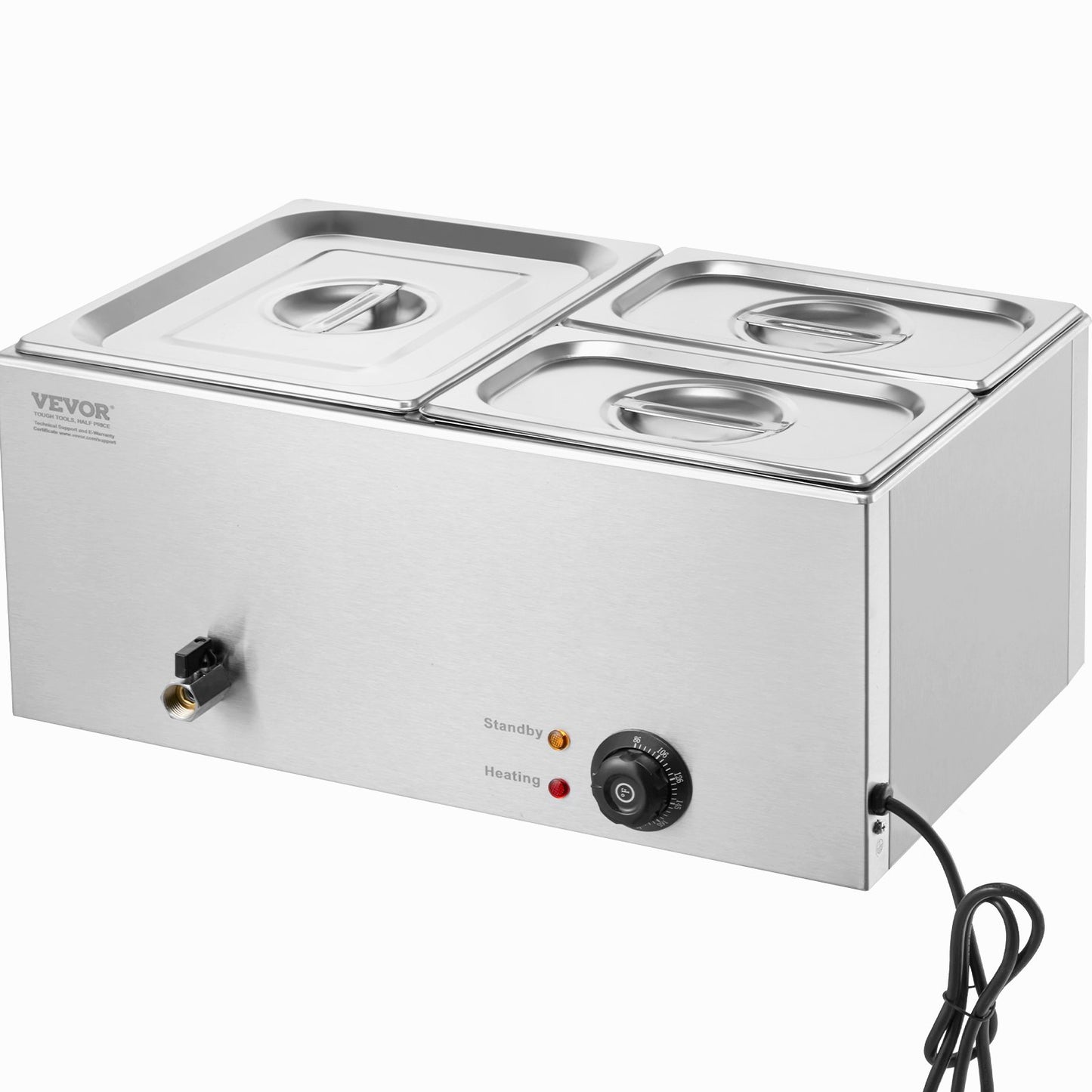 Commercial Electric Food Warmer 3-Pannen Bänkskiva Buffé 16L Bain Marie