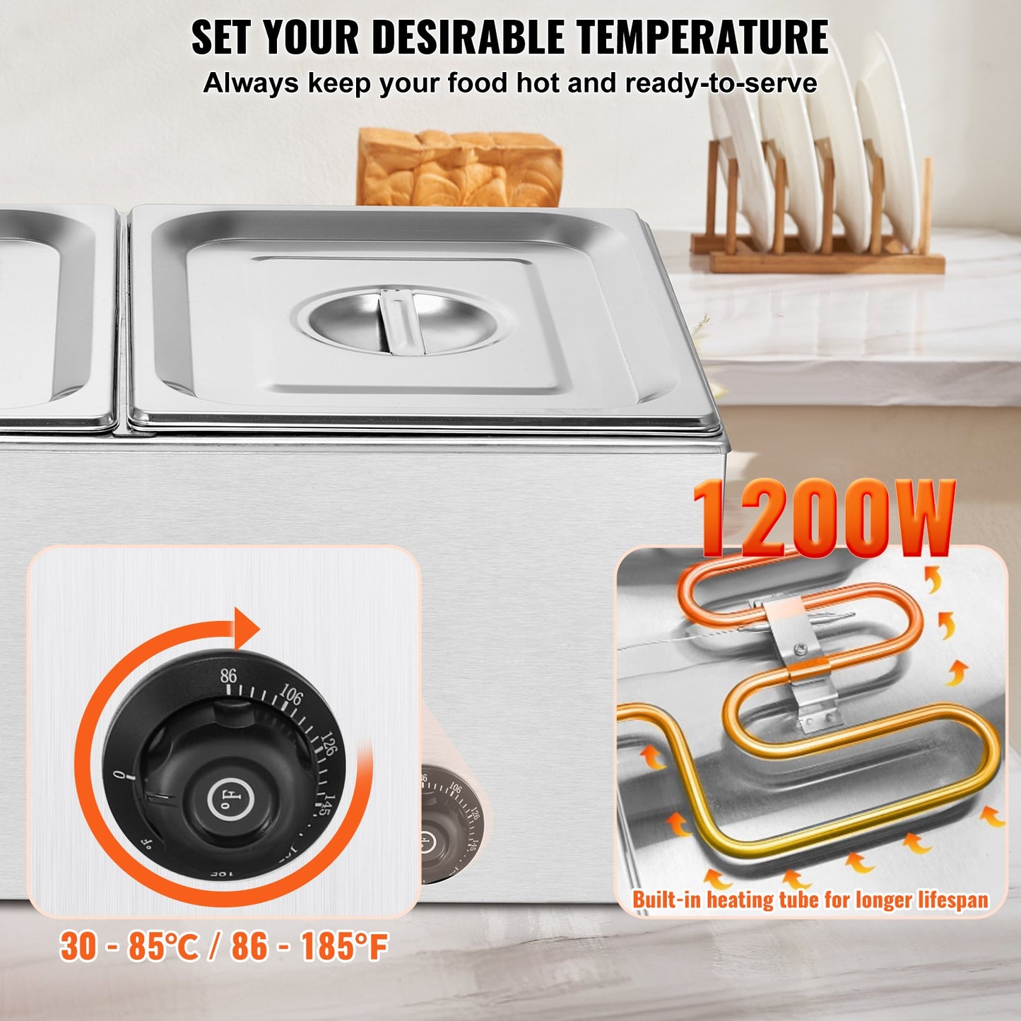 Commercial Electric Food Warmer 2-Pannen Bänkskiva Buffé 17L Bain Marie