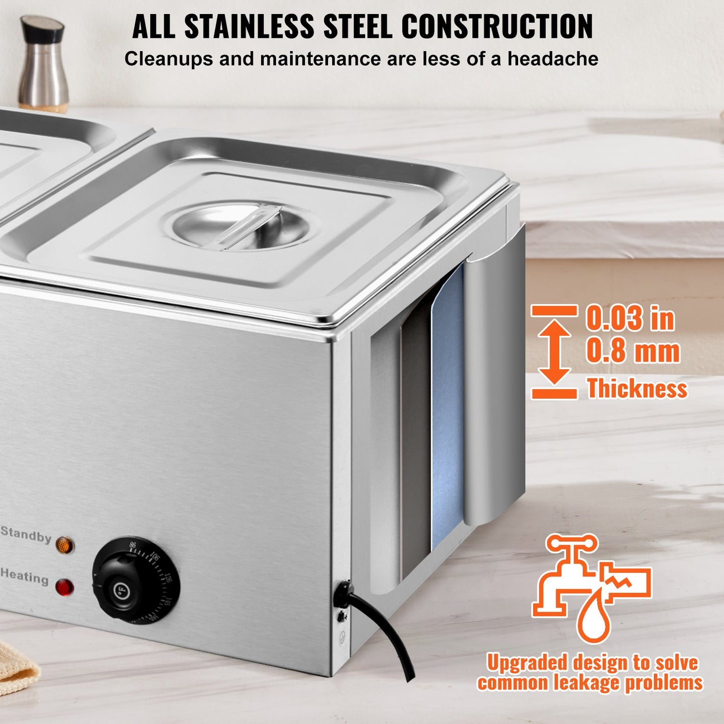 Commercial Electric Food Warmer 2-Pannen Bänkskiva Buffé 17L Bain Marie
