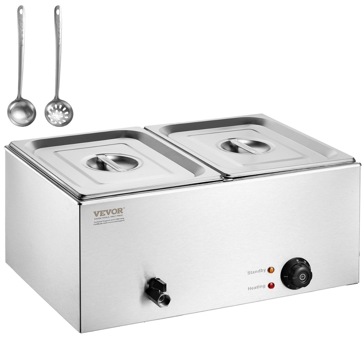Commercial Electric Food Warmer 2-Pannen Bänkskiva Buffé 17L Bain Marie