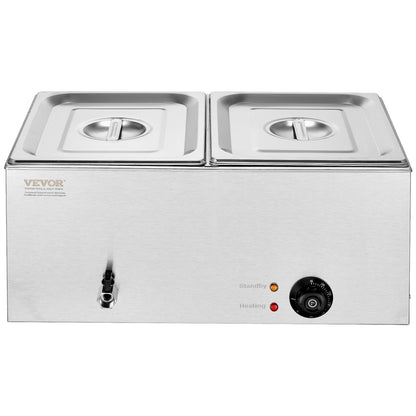 Commercial Electric Food Warmer 2-Pannen Bänkskiva Buffé 17L Bain Marie