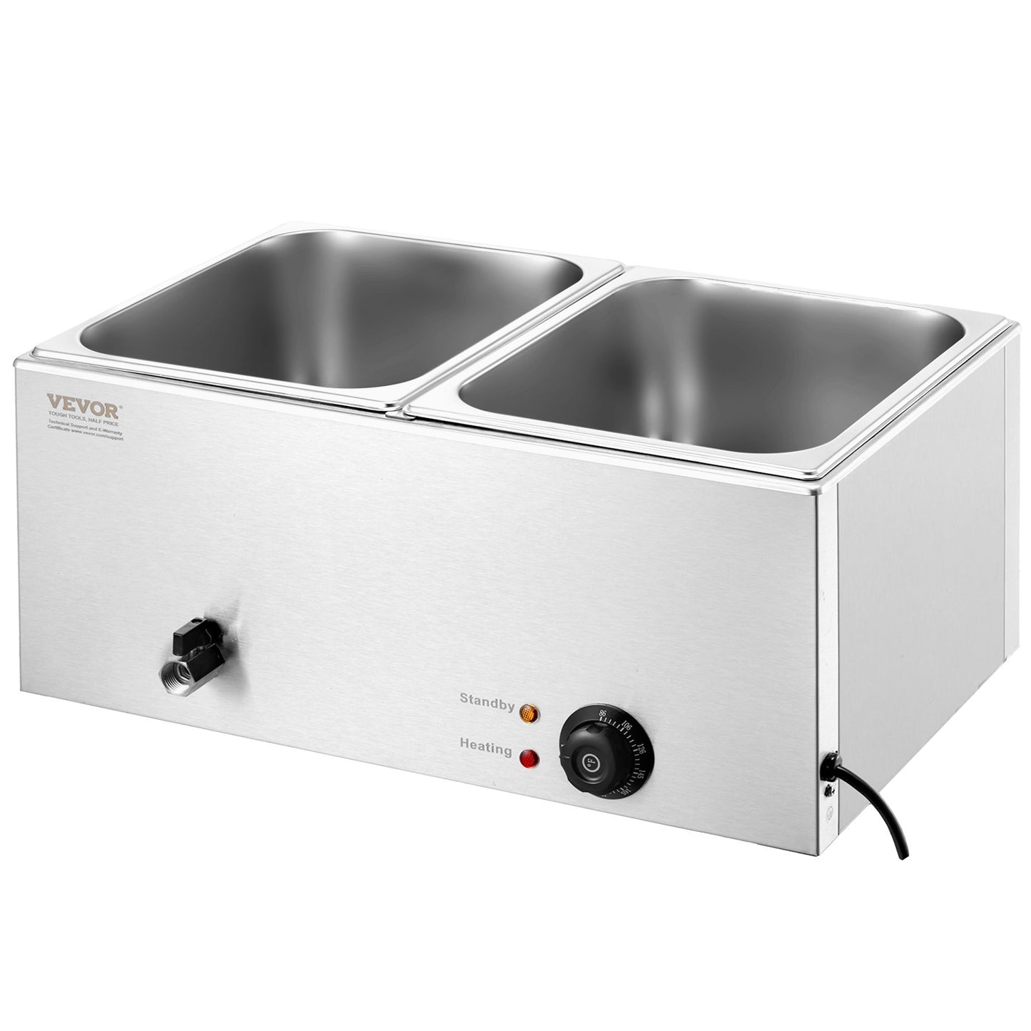 Commercial Electric Food Warmer 2-Pannen Bänkskiva Buffé 17L Bain Marie
