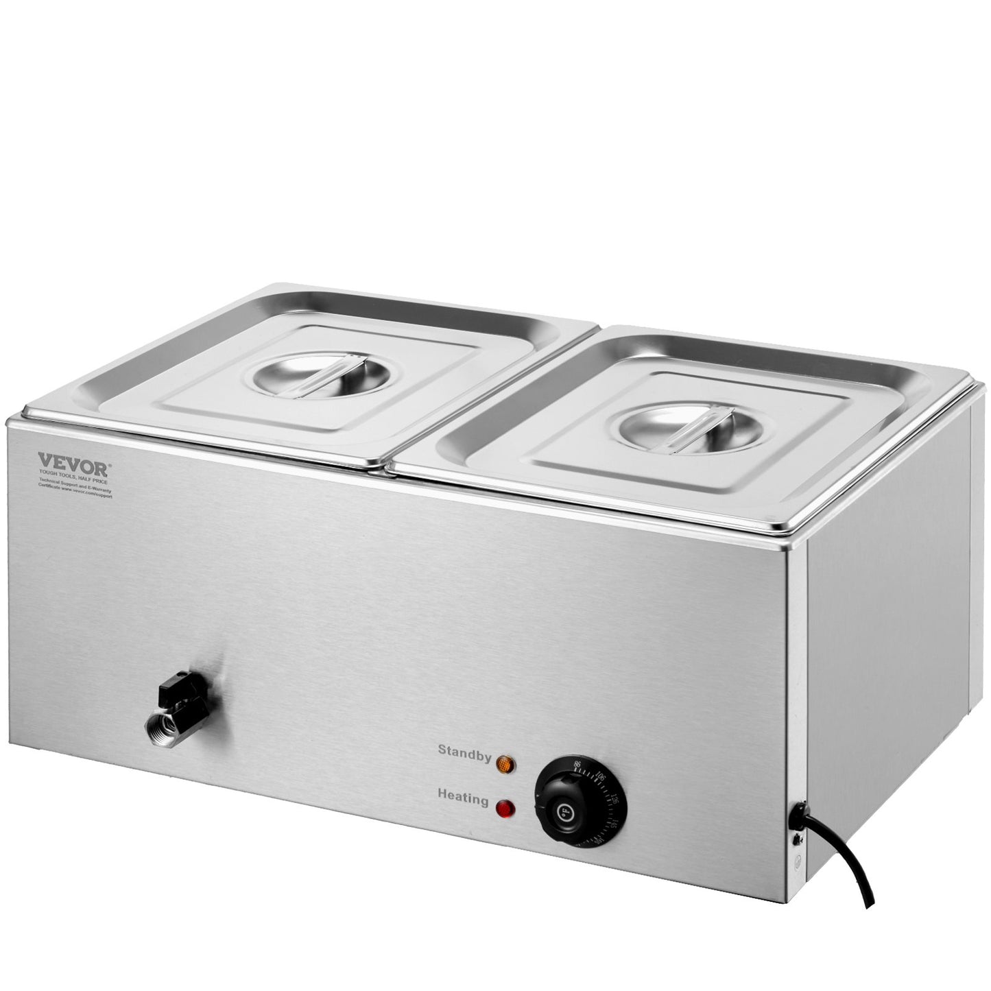 Commercial Electric Food Warmer 2-Pannen Bänkskiva Buffé 17L Bain Marie