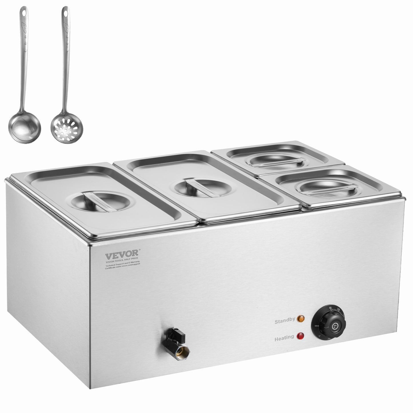 Commercial Electric Food Warmer 4-Pan Bänkskiva Buffé 15,5L Bain Marie