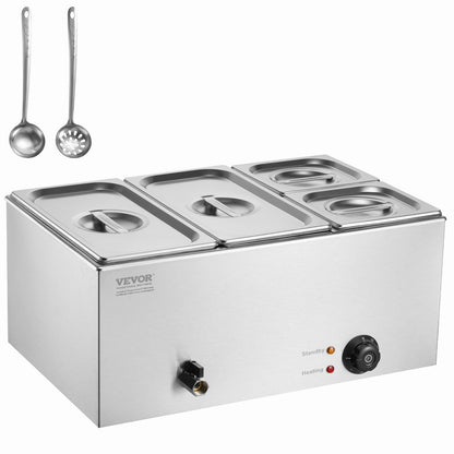 Commercial Electric Food Warmer 4-Pan Bänkskiva Buffé 15,5L Bain Marie