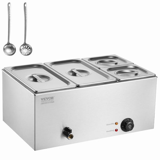 Commercial Electric Food Warmer 4-Pan Bänkskiva Buffé 15,5L Bain Marie
