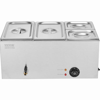 Commercial Electric Food Warmer 4-Pan Bänkskiva Buffé 15,5L Bain Marie