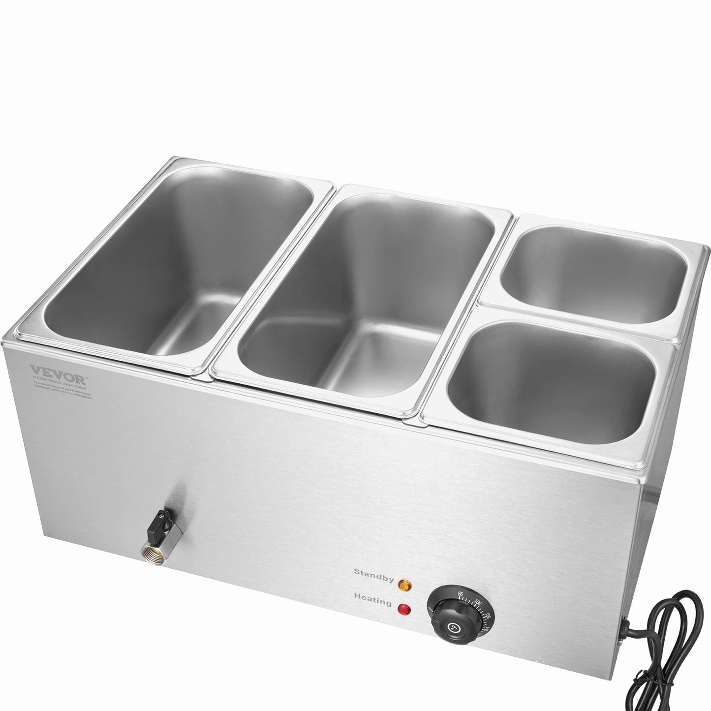 Commercial Electric Food Warmer 4-Pan Bänkskiva Buffé 15,5L Bain Marie