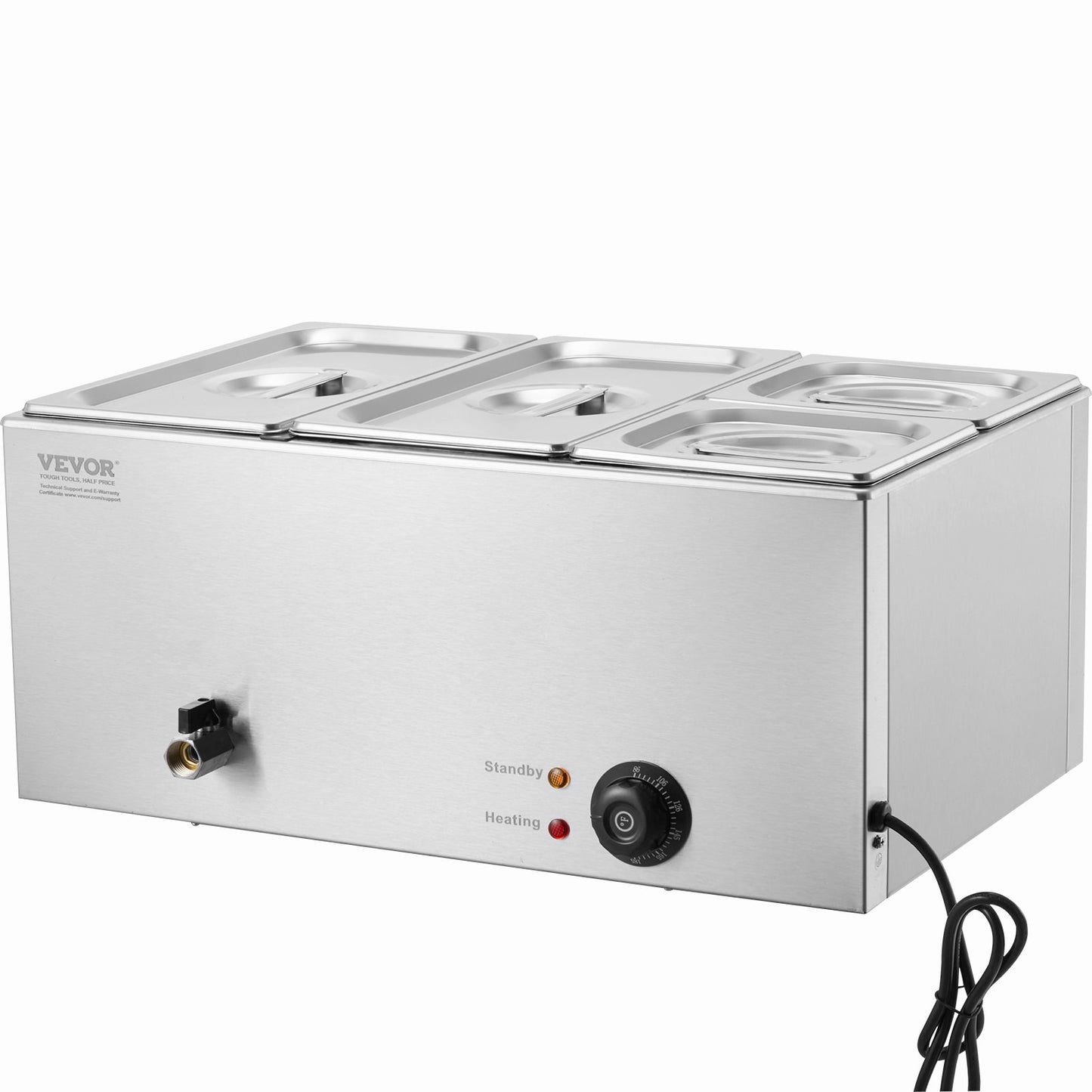Commercial Electric Food Warmer 4-Pan Bänkskiva Buffé 15,5L Bain Marie