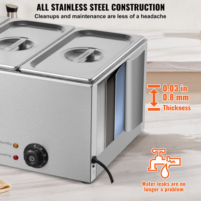 Commercial Electric Food Warmer 3-Pannen Bänkskiva Buffé 16,5L Bain Marie