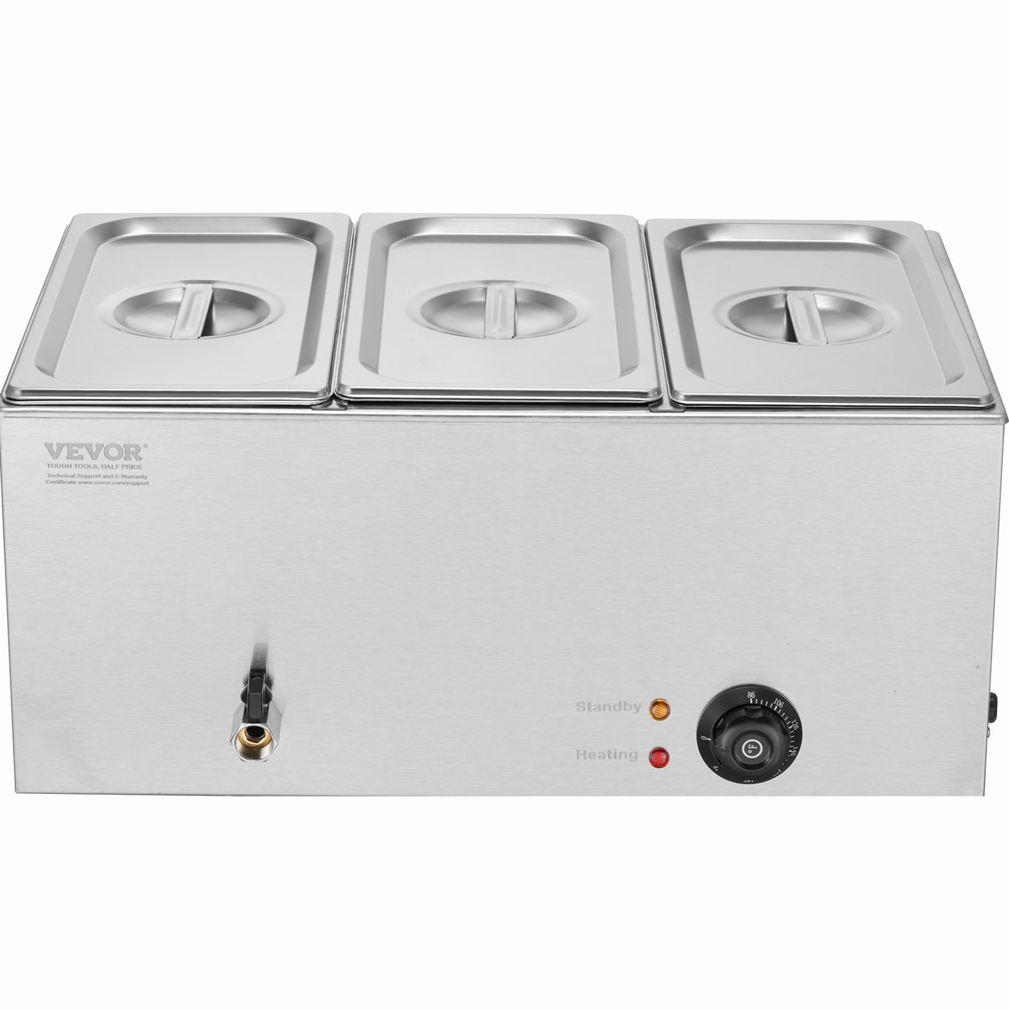 Commercial Electric Food Warmer 3-Pannen Bänkskiva Buffé 16,5L Bain Marie