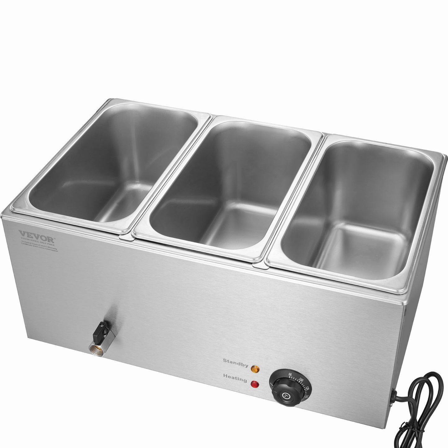 Commercial Electric Food Warmer 3-Pannen Bänkskiva Buffé 16,5L Bain Marie
