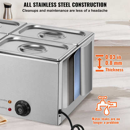 Commercial Electric Food Warmer 4-Pannen Bänkskiva Buffé 15L Bain Marie