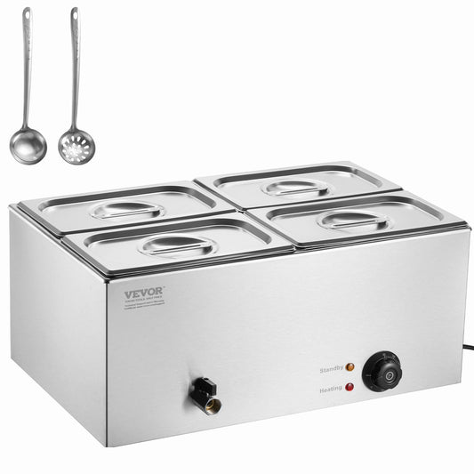 Commercial Electric Food Warmer 4-Pannen Bänkskiva Buffé 15L Bain Marie