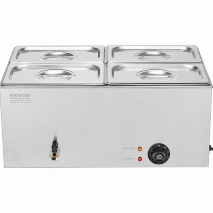 Commercial Electric Food Warmer 4-Pannen Bänkskiva Buffé 15L Bain Marie