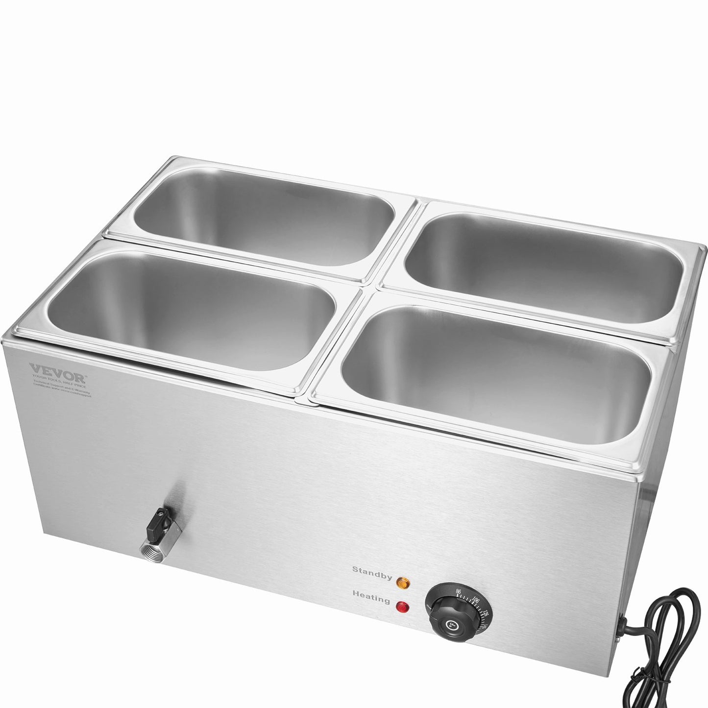 Commercial Electric Food Warmer 4-Pannen Bänkskiva Buffé 15L Bain Marie