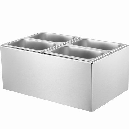 Commercial Electric Food Warmer 4-Pannen Bänkskiva Buffé 15L Bain Marie
