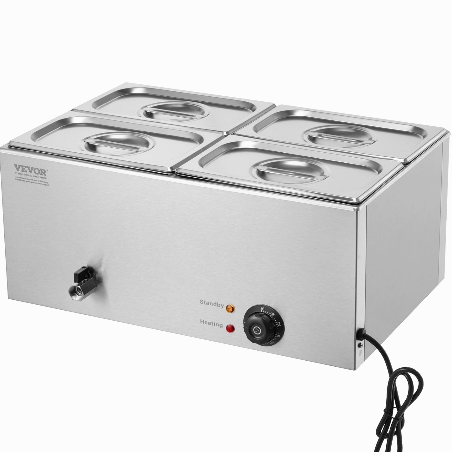 Commercial Electric Food Warmer 4-Pannen Bänkskiva Buffé 15L Bain Marie