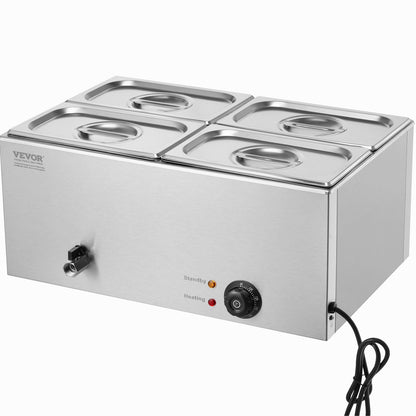 Commercial Electric Food Warmer 4-Pannen Bänkskiva Buffé 15L Bain Marie
