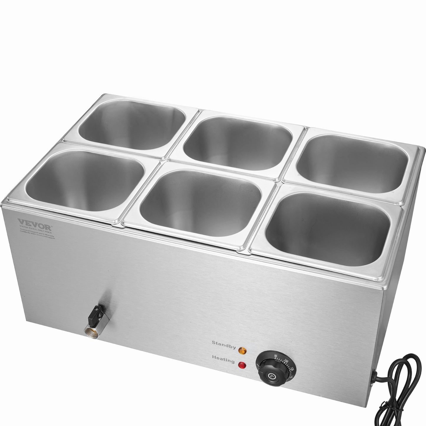 Commercial Electric Food Warmer 6-panna bänkbuffé 13,5L Bain Marie