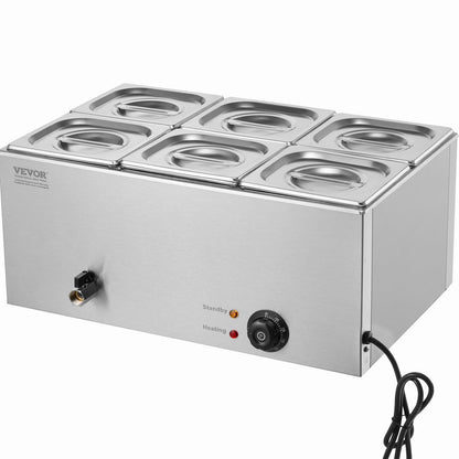 Commercial Electric Food Warmer 6-panna bänkbuffé 13,5L Bain Marie