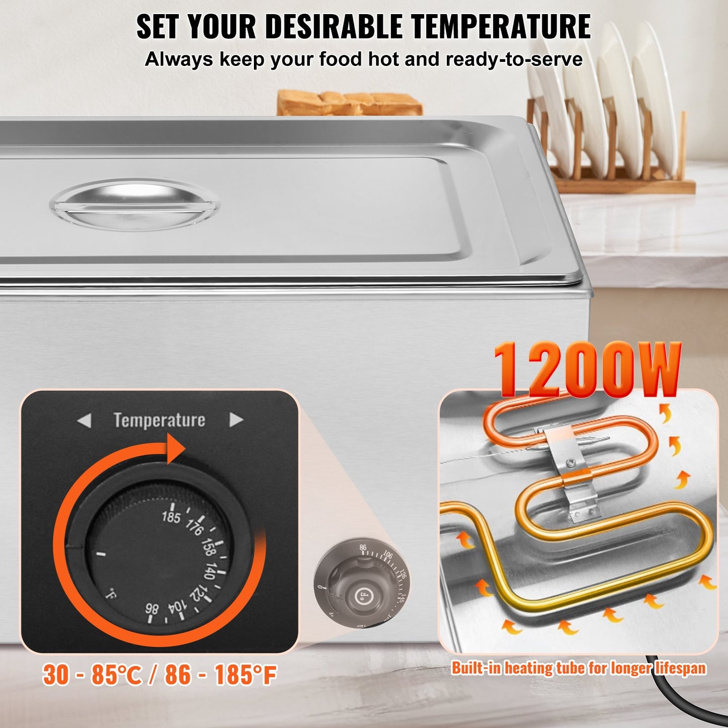 Commercial Electric Food Warmer Bänkskiva buffé 1*18L Pan Bain Marie