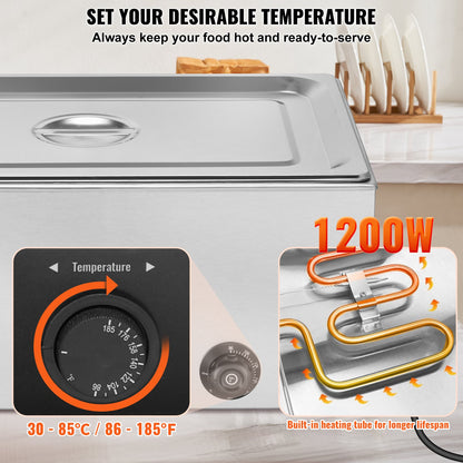 Commercial Electric Food Warmer Bänkskiva buffé 1*18L Pan Bain Marie