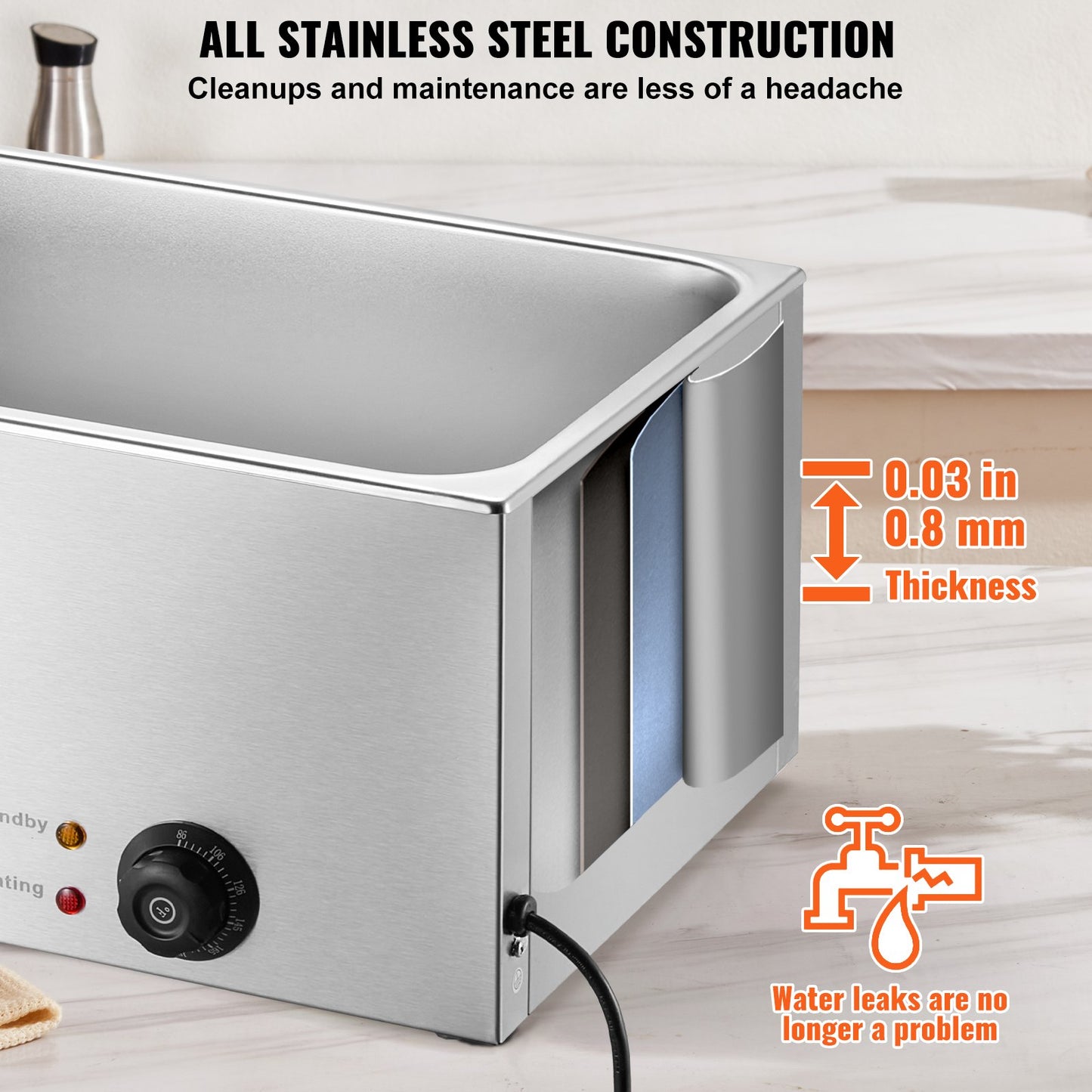 Commercial Electric Food Warmer Bänkskiva buffé 18L 1200W Bain Marie