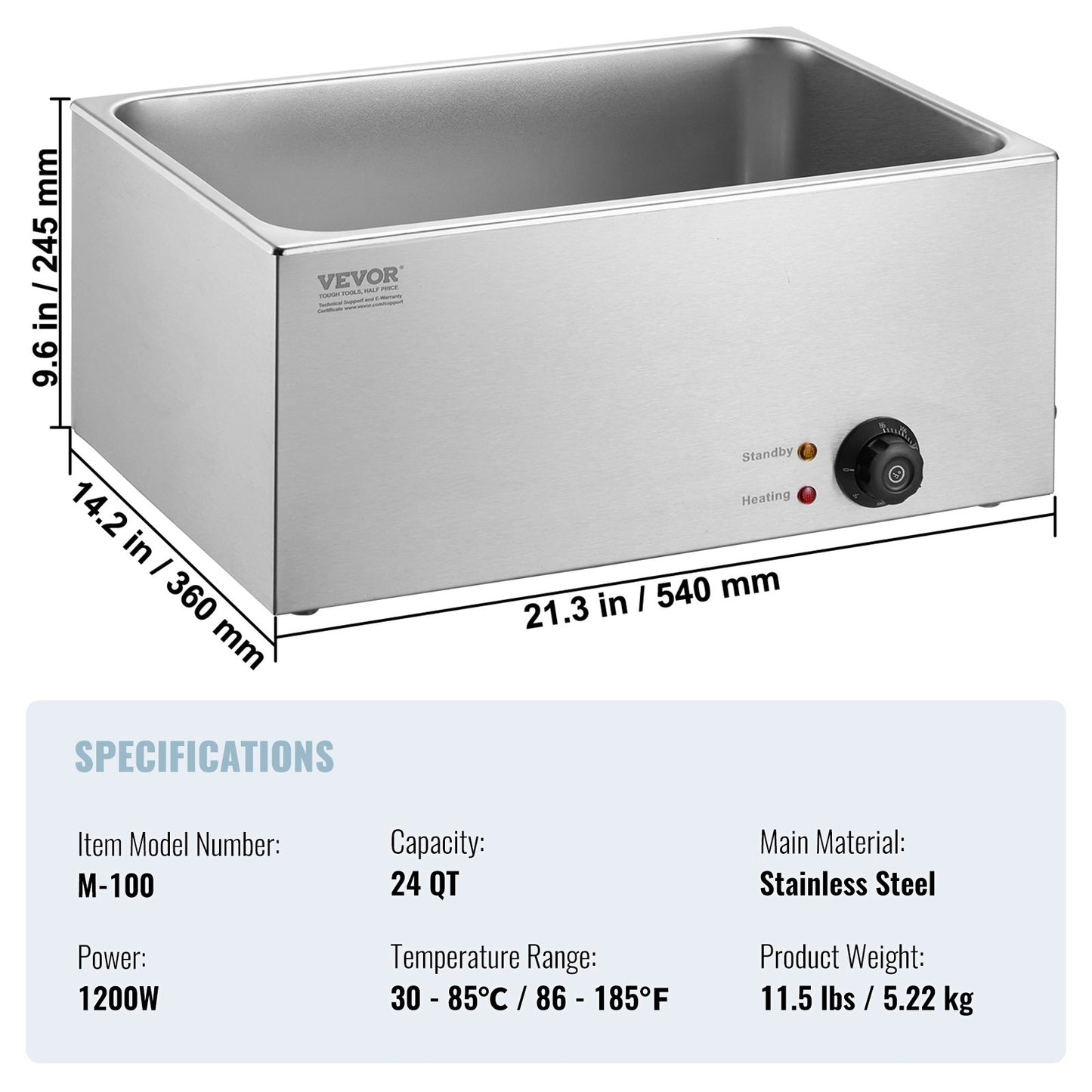 Commercial Electric Food Warmer Bänkskiva buffé 18L 1200W Bain Marie