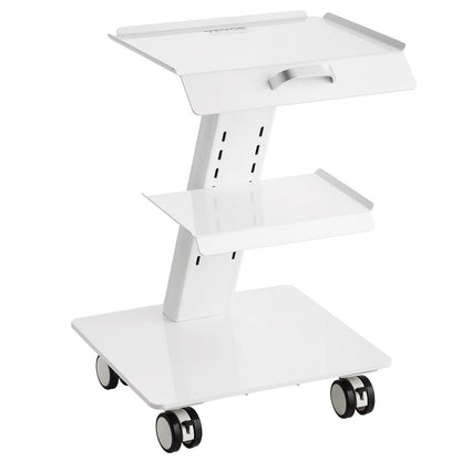 Laborwagen, 3-stufiger rollender Laborwagen, mobiler Metallwagen mit Schwenkrädern, rollender Klinikwagen mit Tablett, 220 lbs Tragkraft, für Labor, Klinik, Schönheitssalon