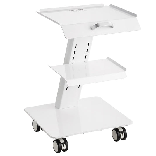 Lab-vagn, 3-lagers rullande labbvagn, mobil vagn i metall med svängbara hjul, brickrullande klinikvagn 220 lbs Viktkapacitet, för labb, klinik, skönhet och salong