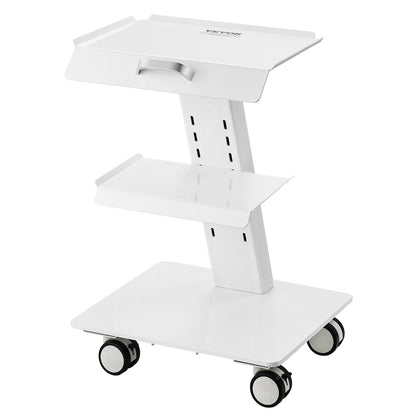 Laborwagen, 3-stufiger rollender Laborwagen, mobiler Metallwagen mit Schwenkrädern, rollender Klinikwagen mit Tablett, 220 lbs Tragkraft, für Labor, Klinik, Schönheitssalon