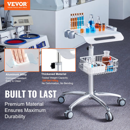 Medical Cart, Salon Cart with Wheels, Mobile Trolley Cart 26.77"-42.91" Height Adjustable, Metal Salon Stations for Hairdresser, Rolling Stationary Lab Cart for Clinic, Beauty and Salon