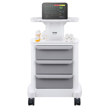 4 Tiers Lab Carts Mobil medicinsk vagn med 3 lådor & 1 toppbricka Vit