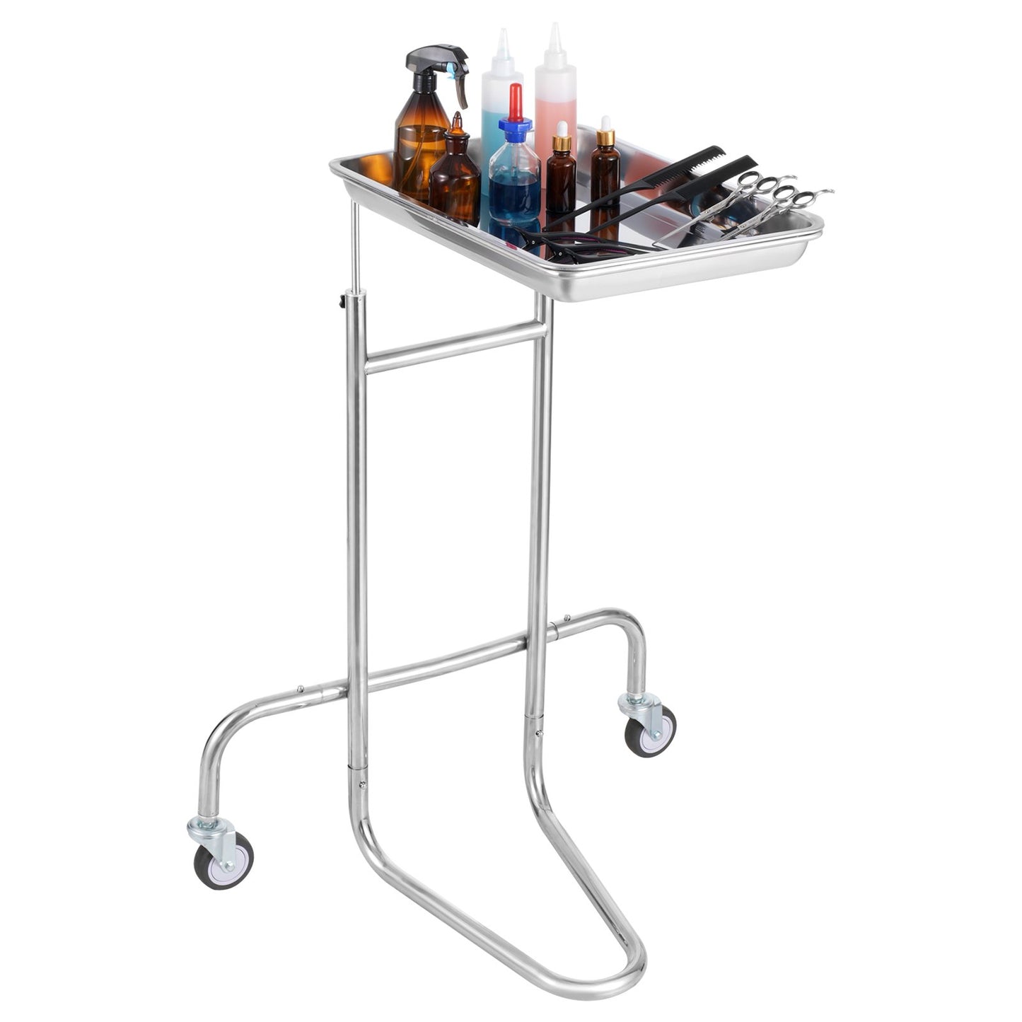 Laborwagen aus Edelstahl mit Einzeltablett und 2 leisen Rädern für die Laborklinik