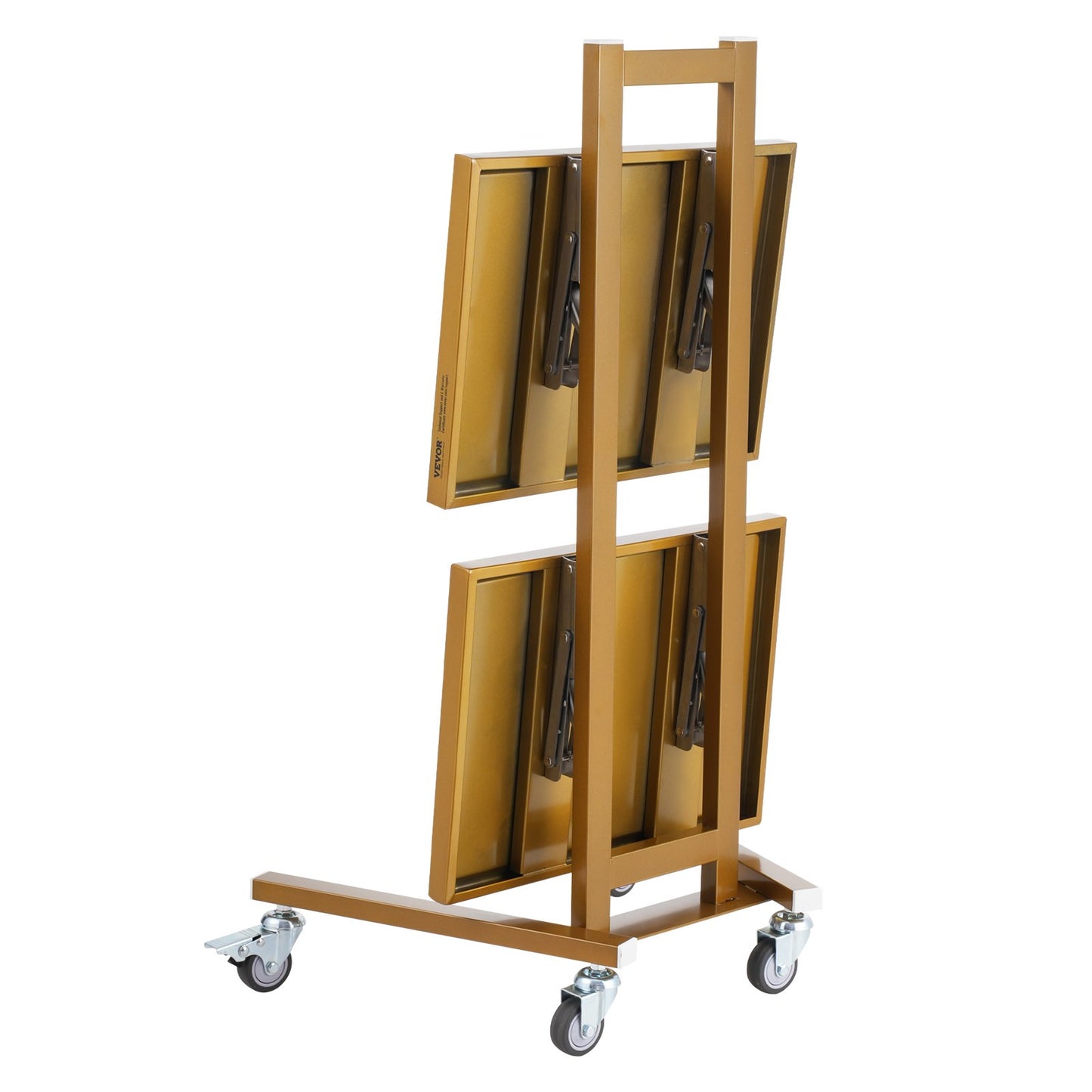 2-stöckiger Laborwagen aus Edelstahl mit 2 Tabletts und 4 leisen Rädern, golden