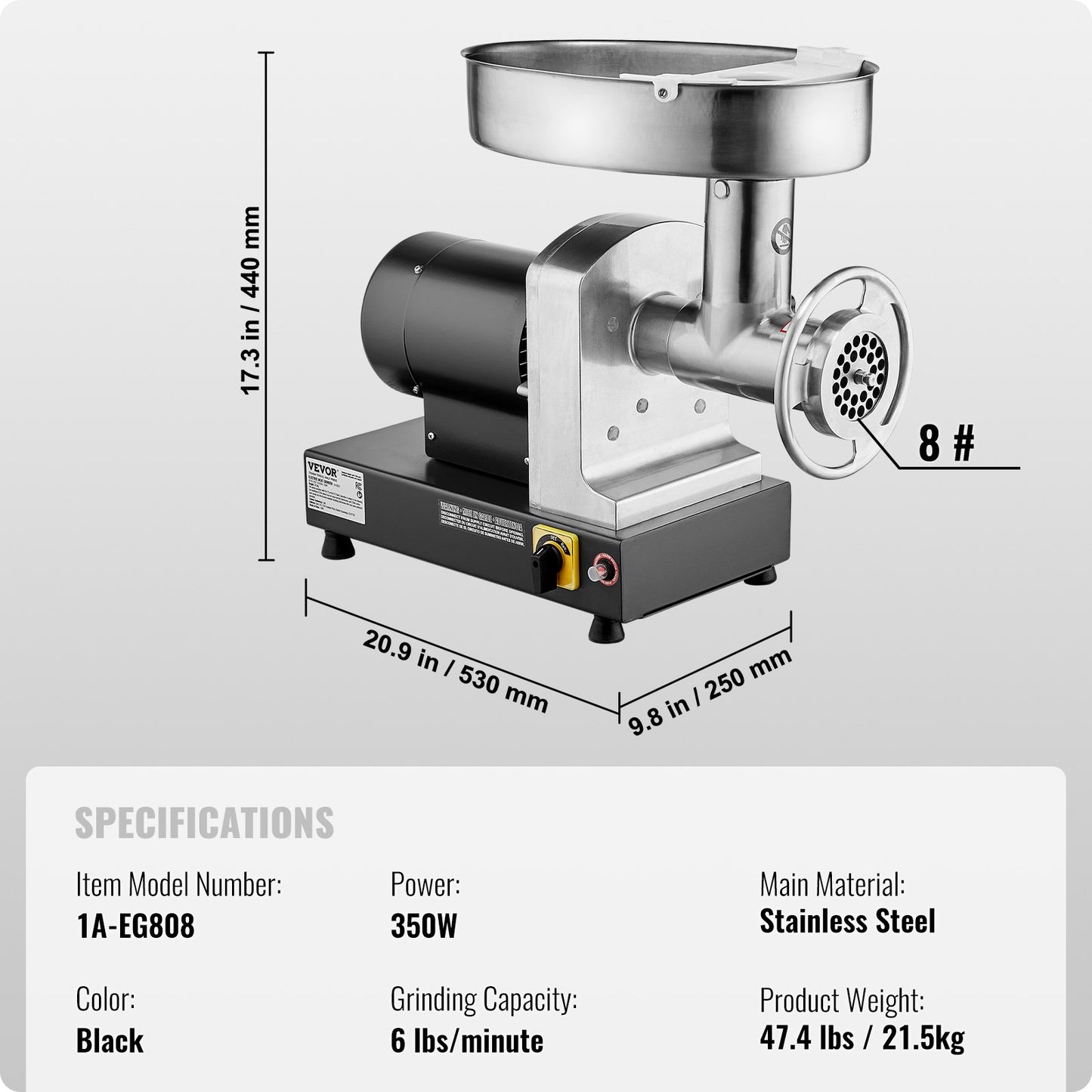 Commercial Electric Meat Grinder 6 Lbs/Min Sausage Stuffer Kitchen