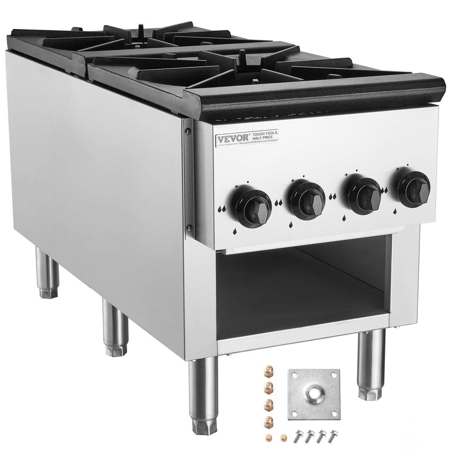 Commercial Gas Stove Cooker 2 Burners Countertop Cooking Hot Plate Kitchen