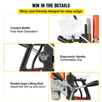 Magnetisk borrmaskin, 1200W 1,57" borrdiameter, 2922lbf/13000N Bärbar elektrisk Mag-borrpress med variabel hastighet, 580 rpm borrmaskin för alla ytor och hemförbättringar, CE-listad