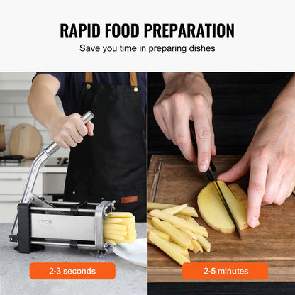 Fransk Fry Cutter Rostfritt stål Potatis Grönsaksskärare Hackare 2 Blad