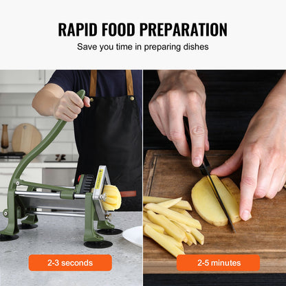 Pommes fritesskärare i rostfritt stål Potatis Grönsaksskärare Hackare med blad