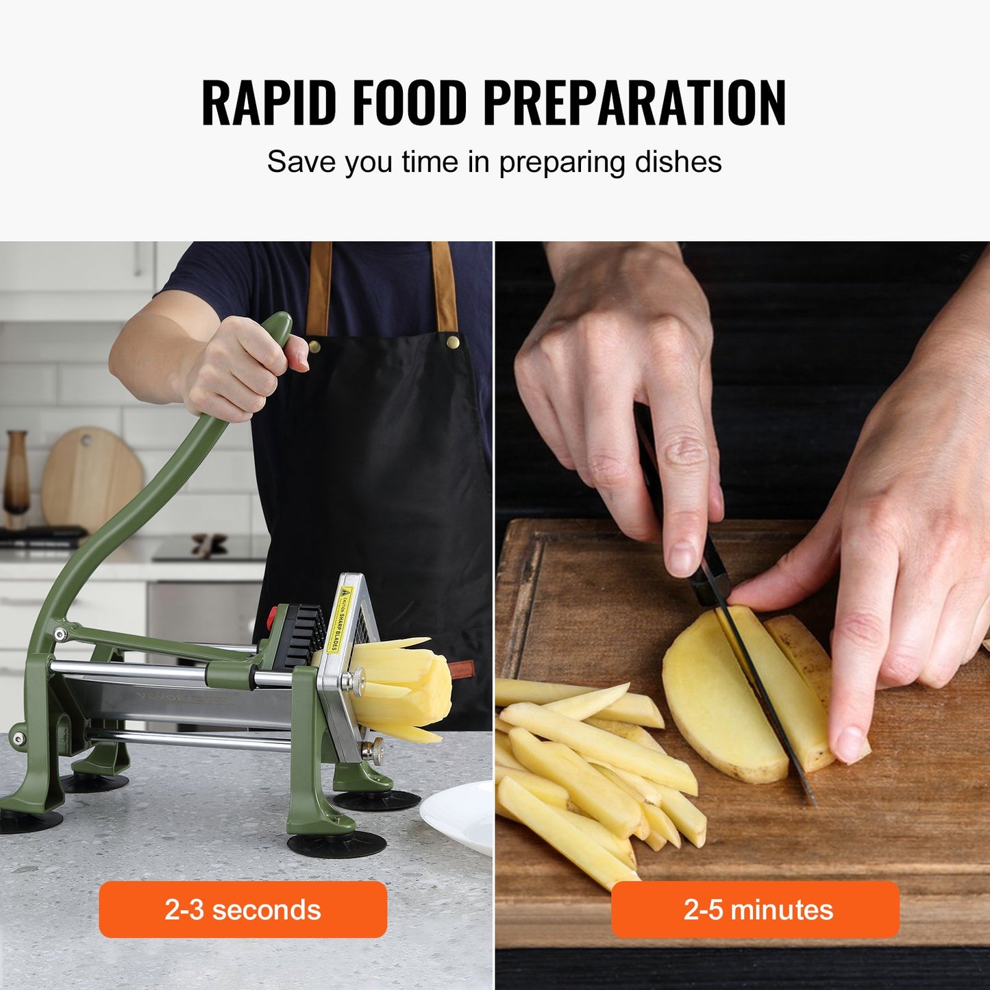 Fransk Fry Cutter Rostfritt stål Potatis Grönsaksskärare Hackare 2 Blad