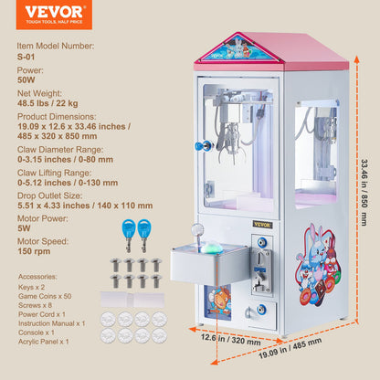 Claw Crane Machine Mini Candy Prize Grabber Catcher Arkadspelleksaker